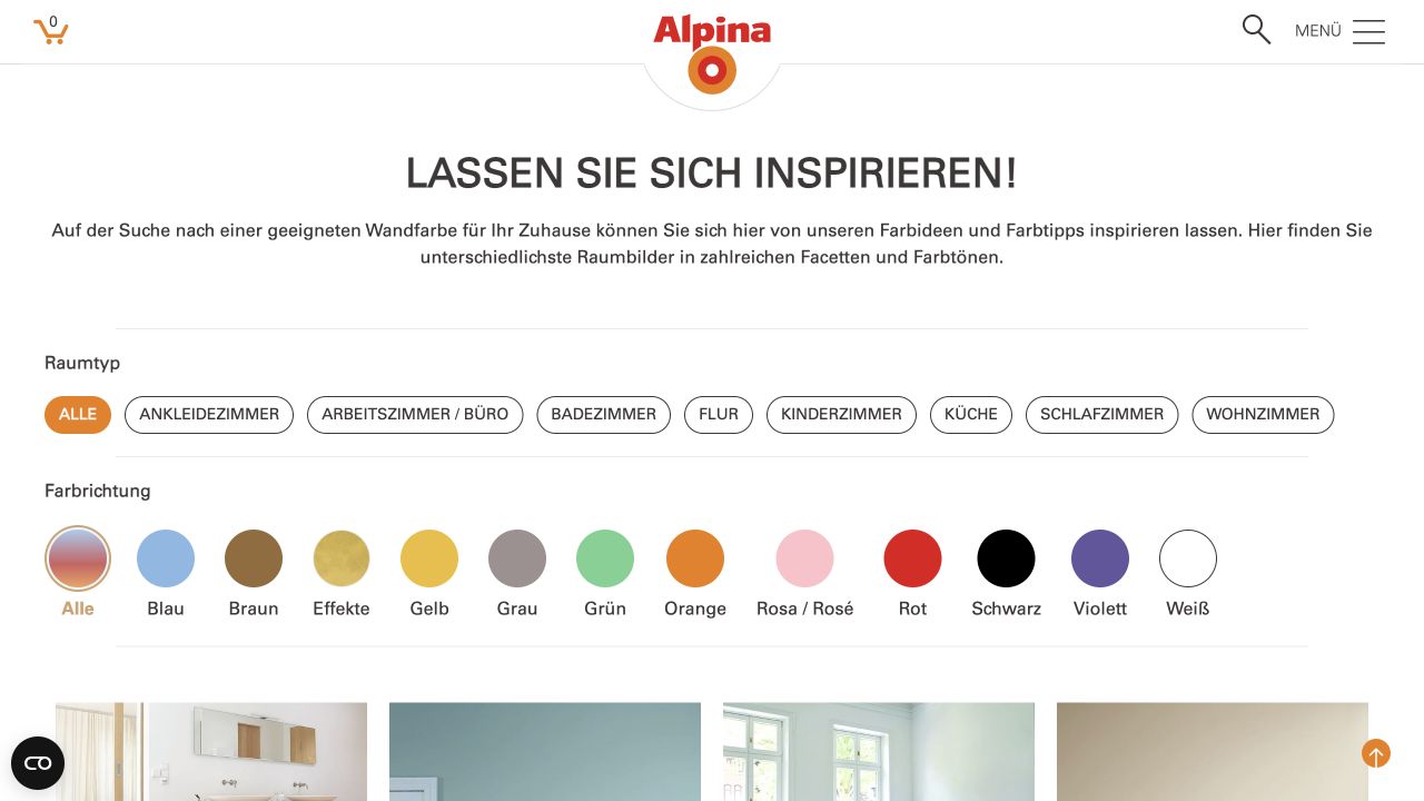 Raum- und Farbfilter im Inspirationsbereich von Alpina Farben