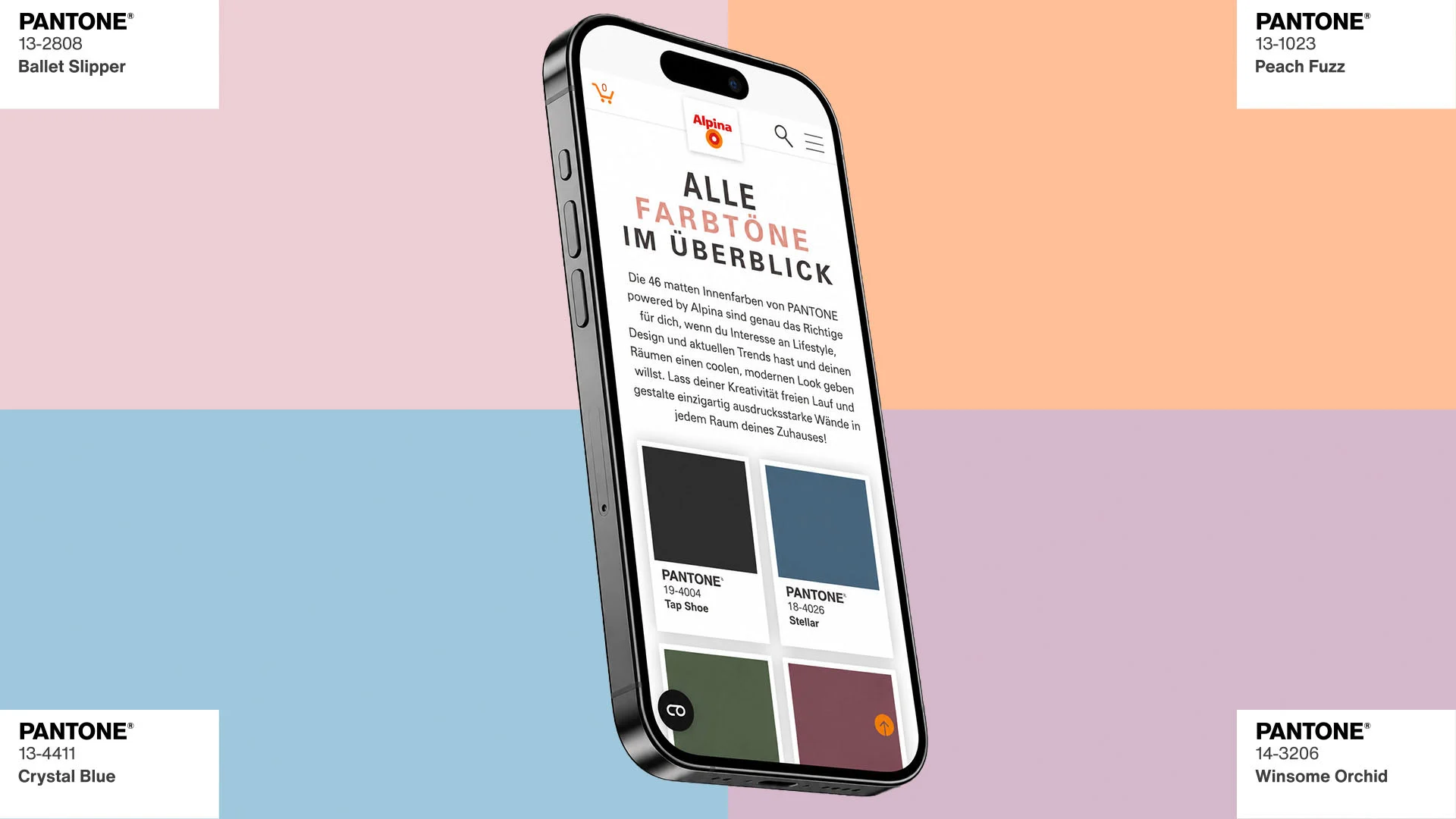 The collection’s colour selection on a smartphone.