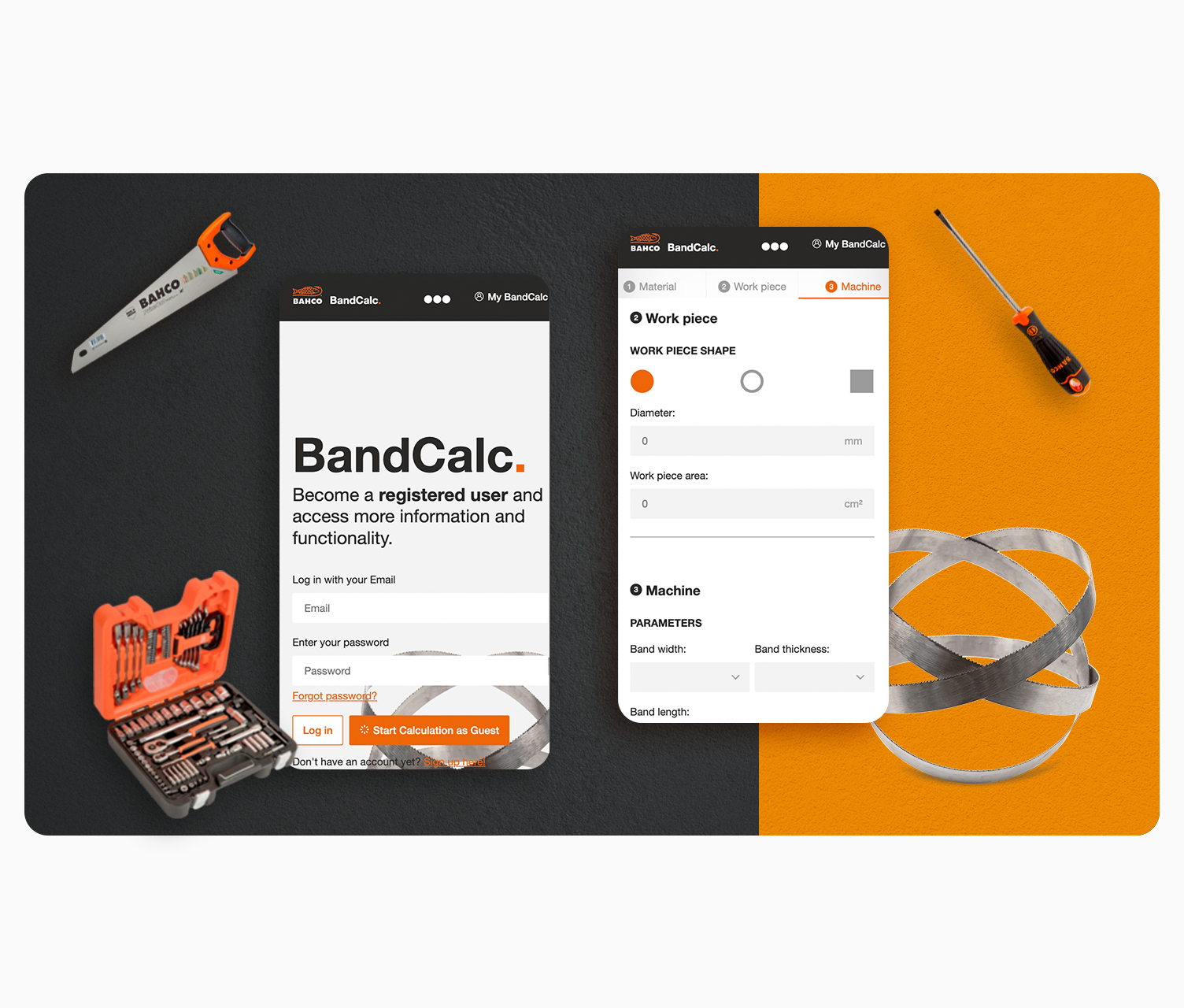 Bahco - BandCalc™ Web-Applikation 1
