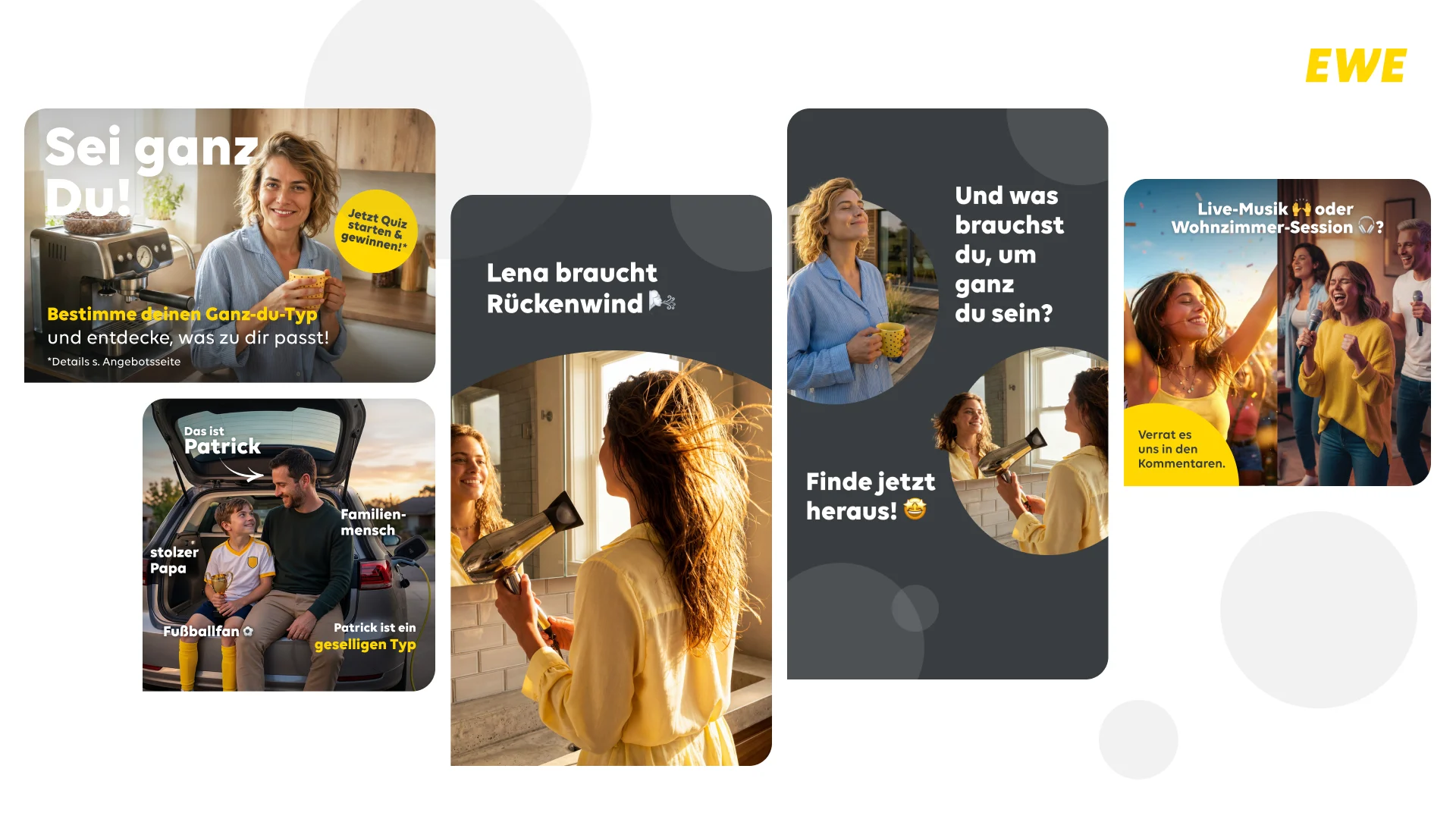 Social assets invite people to the Ganz Du quiz and introduce personal preferences.