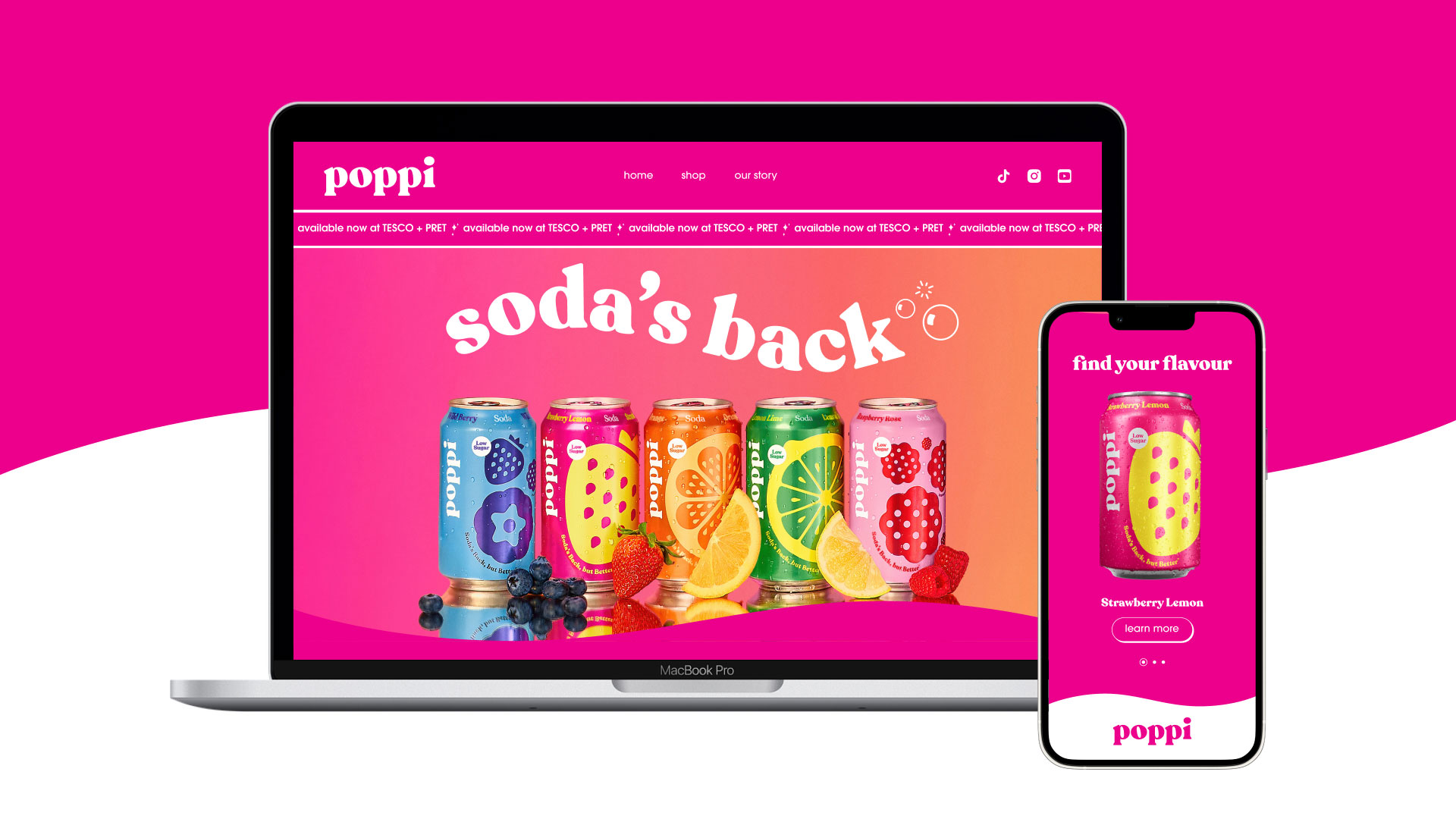 Laptop- und Smartphone-Mockup der poppi UK Website