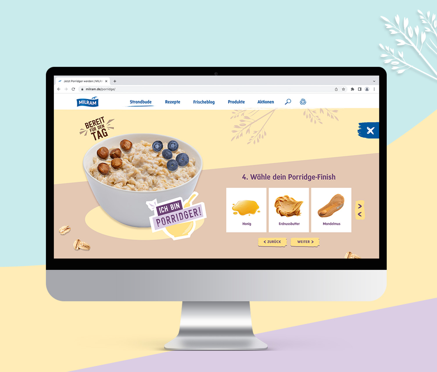 Mac mit geöffnetem Porridge-Generator Web-Applikation